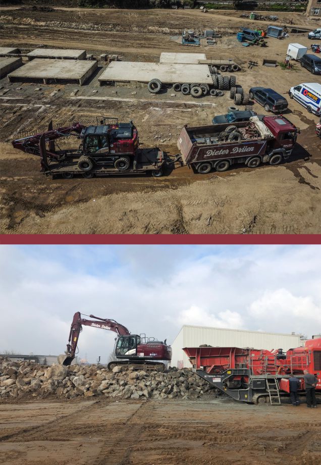 Baustelle von Dieter Drüen mit Rohbau und aufgeschüttetem Erdreich